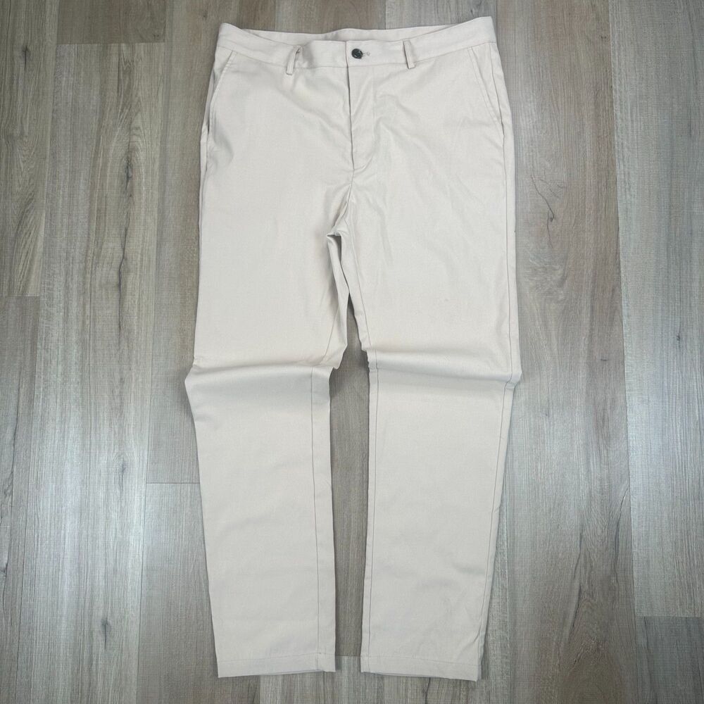 Men's Large L Cream Lightweight Pants Chino Preppy Wedding Coastal